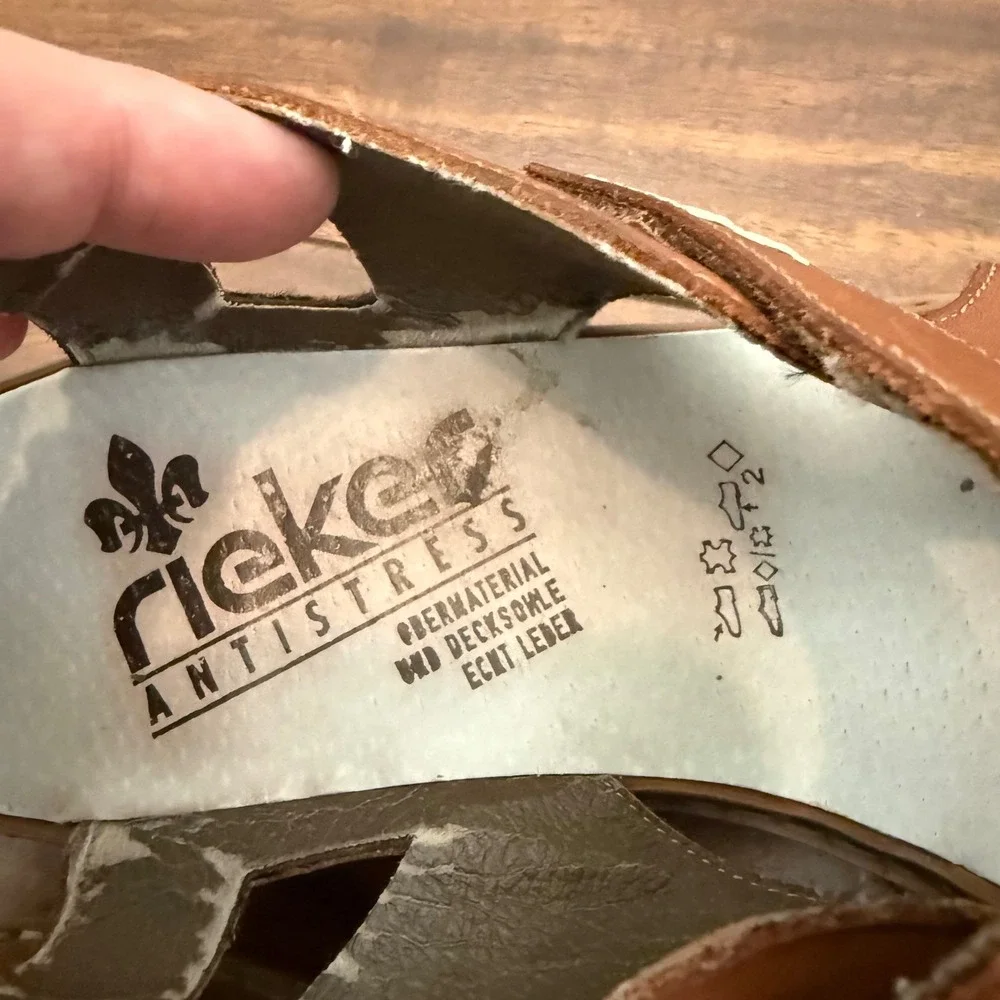 Rieker‎ Antistress Womens Brown Leather Closed Toe Huarache Sandals Size 38 EU
